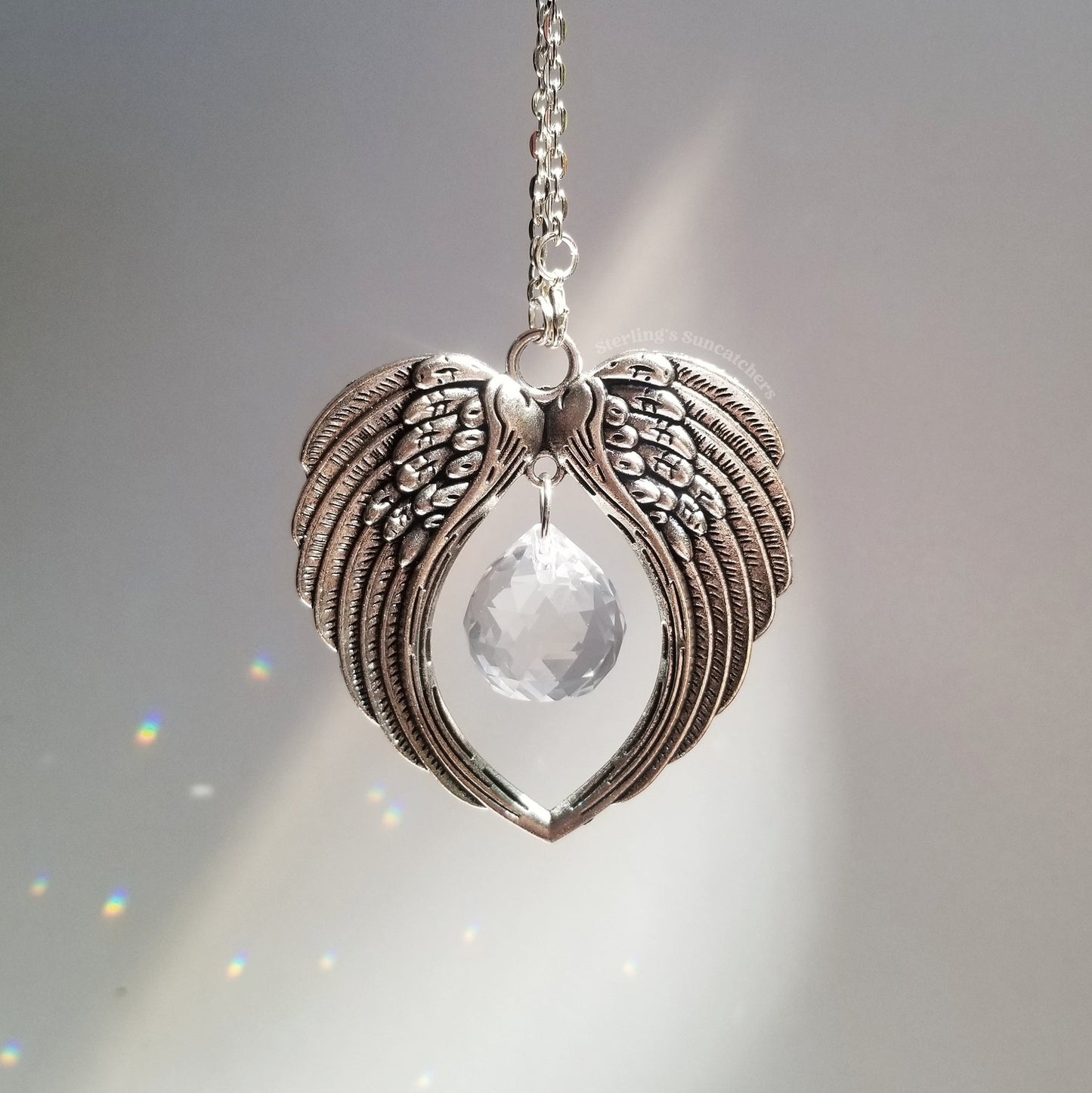 Angel Wing Memorial Suncatcher In Silver