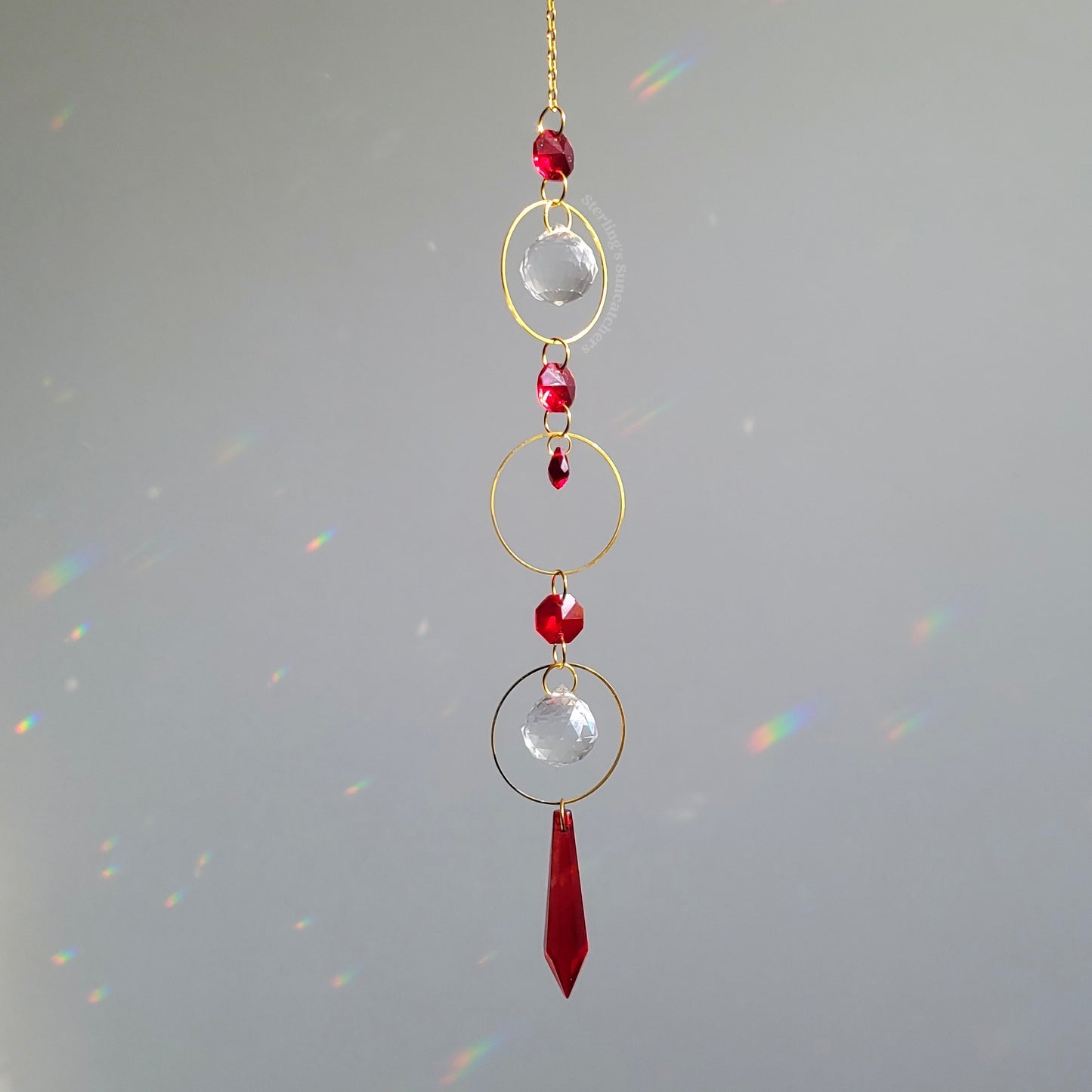 Crimson Drip Long Suncatcher