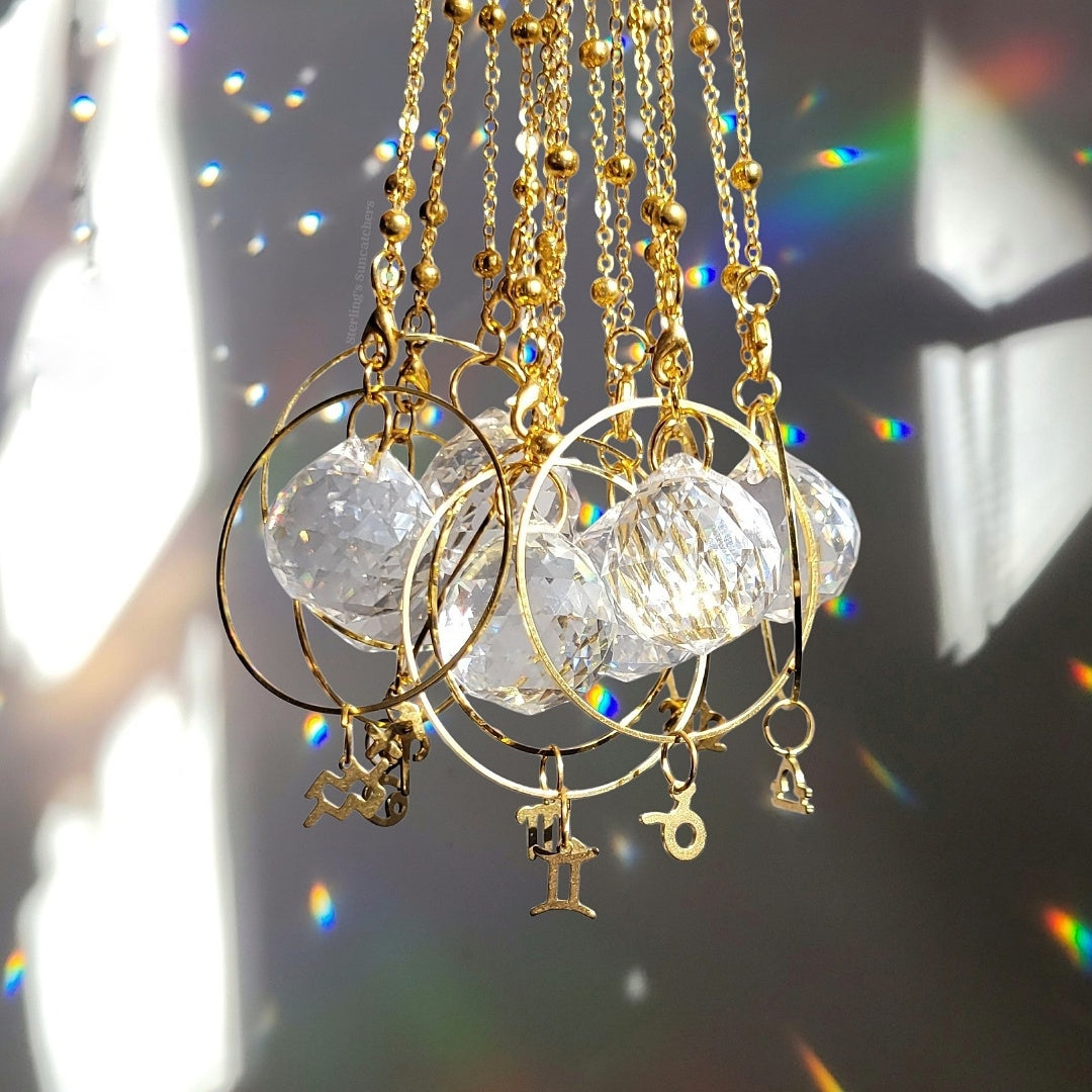 Zodiac Rearview Mirror Suncatchers In Gold