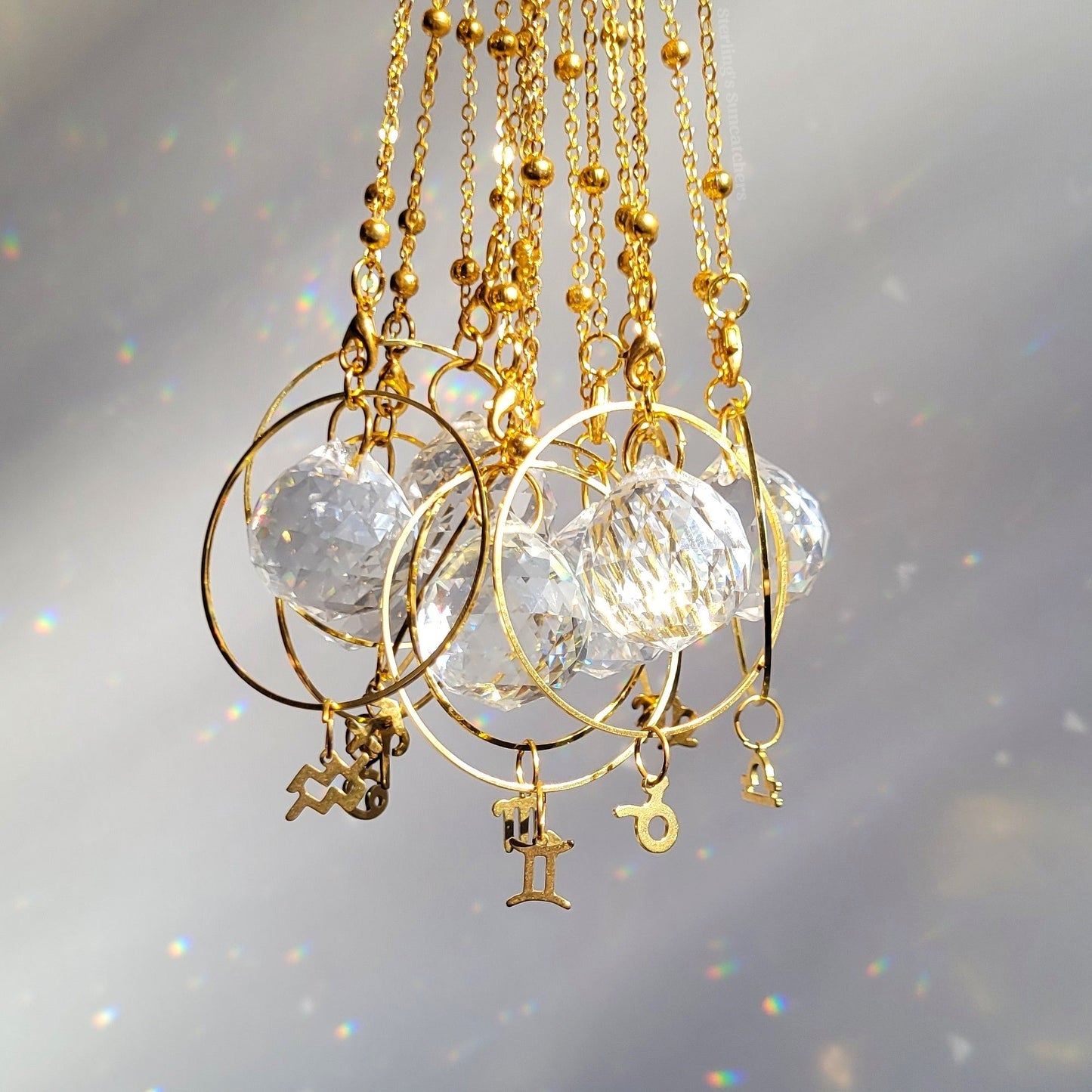 Zodiac Rearview Mirror Suncatchers In Gold