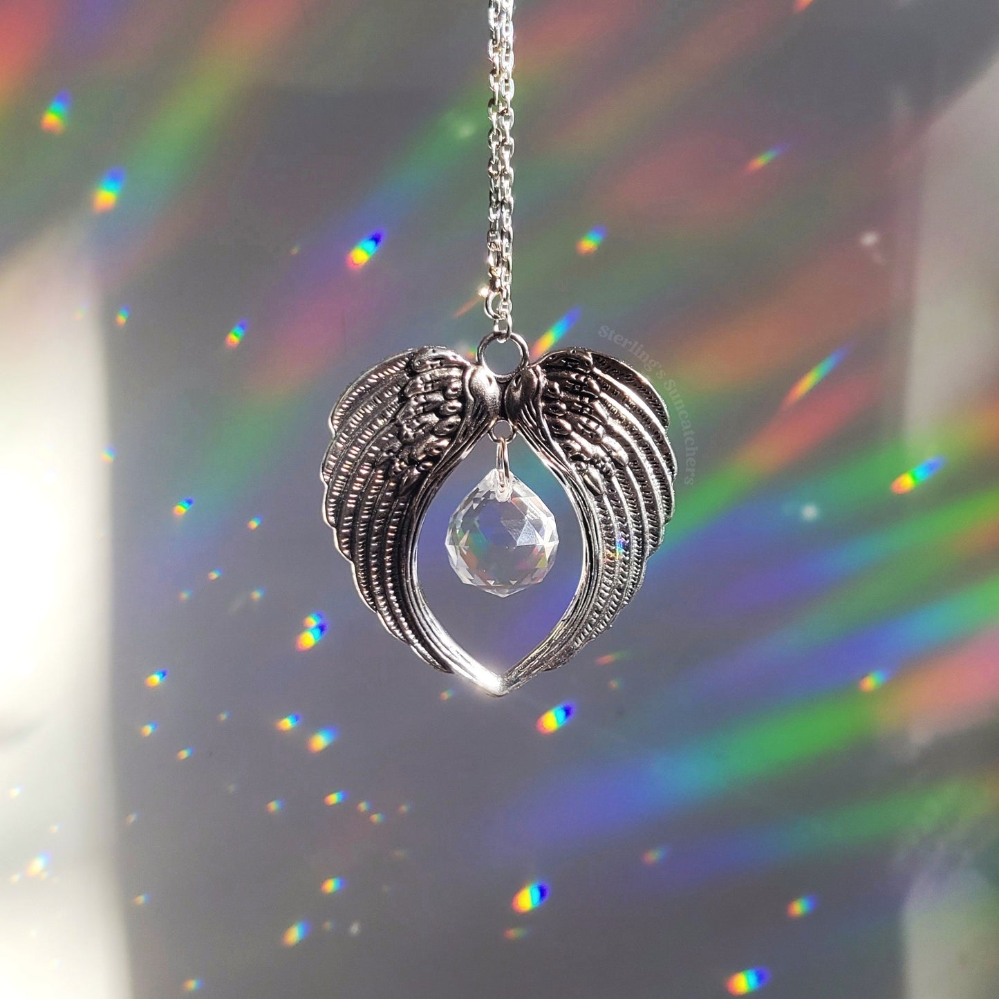 Angel Wing Memorial Suncatcher In Silver