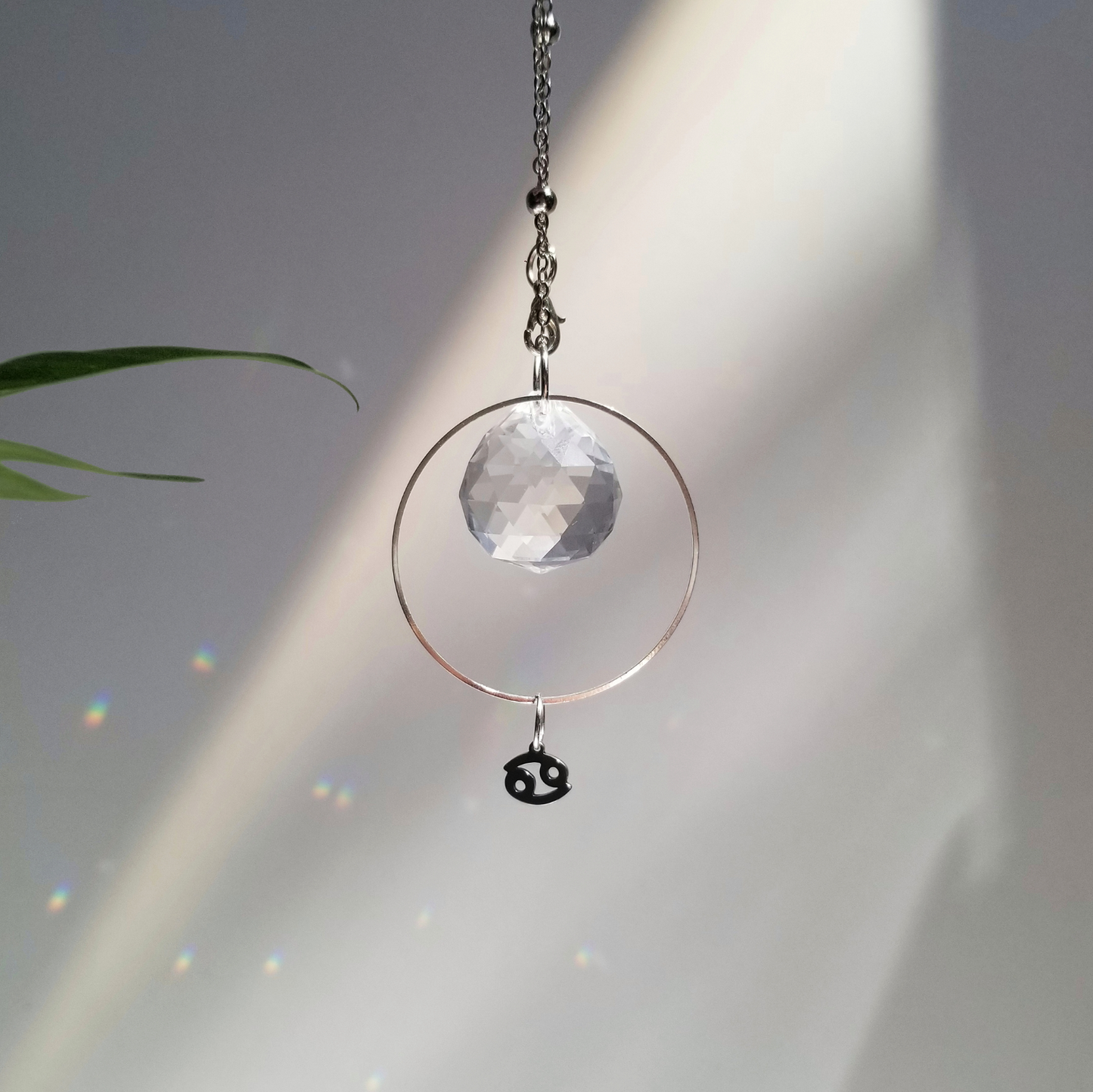 Cancer Rearview Mirror Suncatcher In Silver