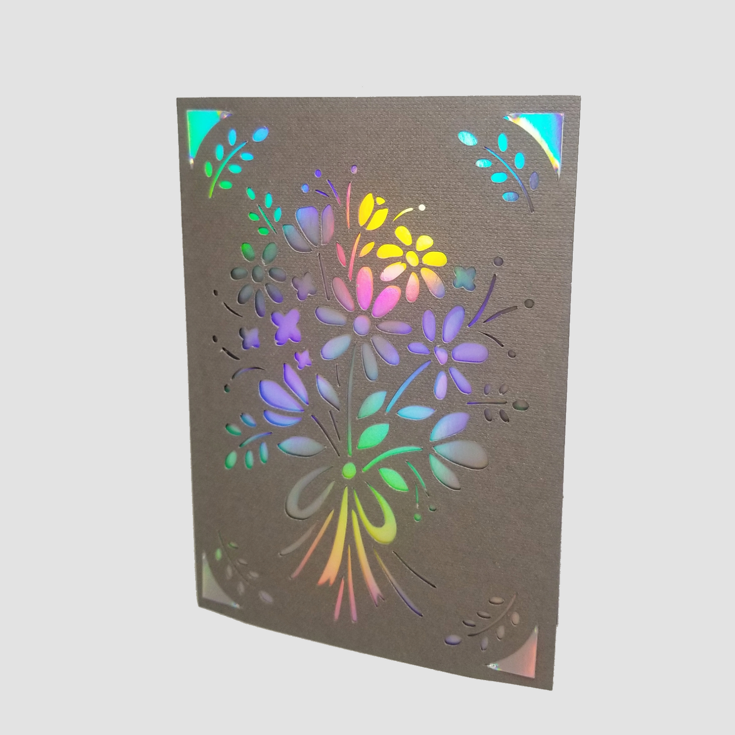 Holographic Cut Out Bouquet Card