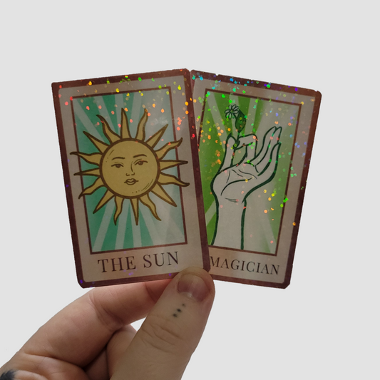 Green Tarot Card Sticker Set