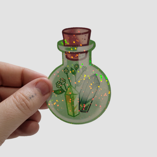 Green Curio Bottle Sticker