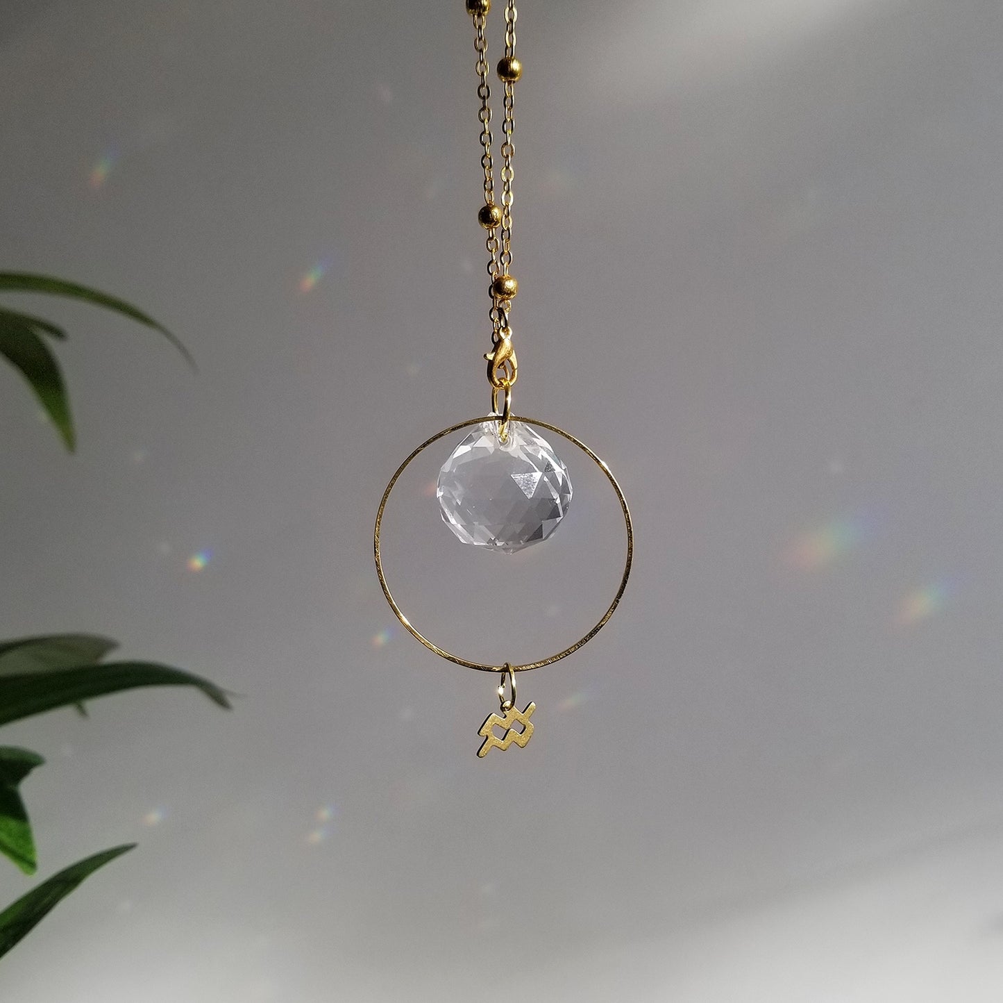 Aquarius Rearview Mirror Suncatcher In Gold