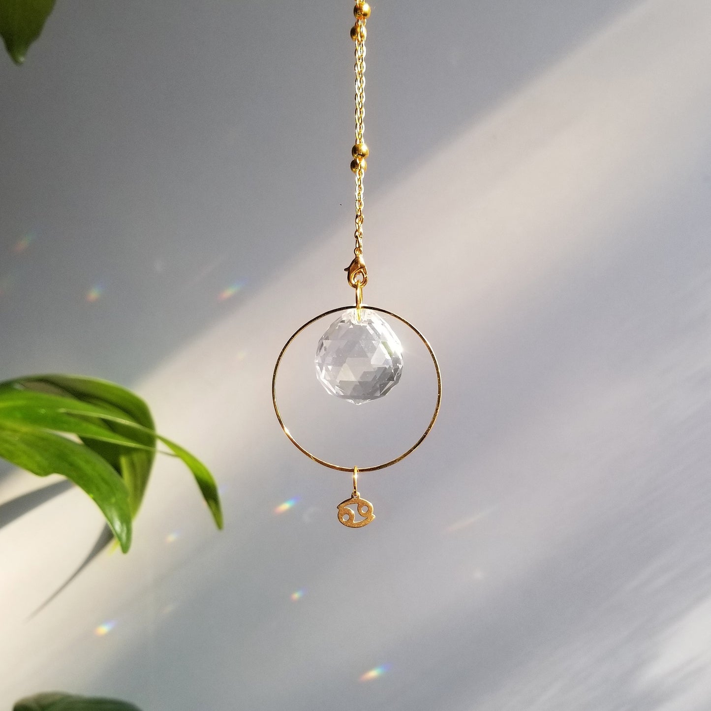 Cancer Rearview Mirror Suncatcher In Gold