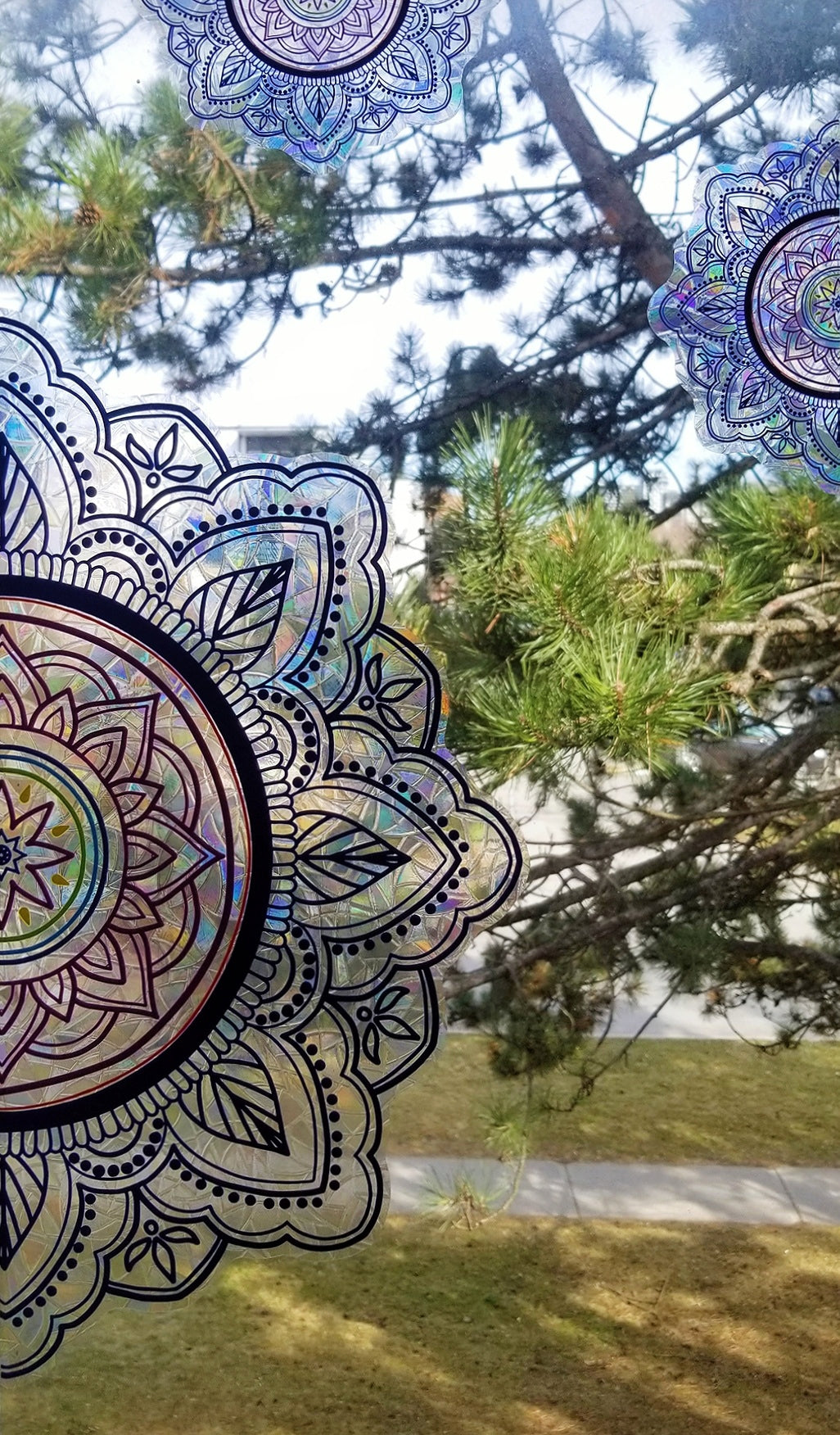 Large Half Mandala Window Cling Suncatcher Set