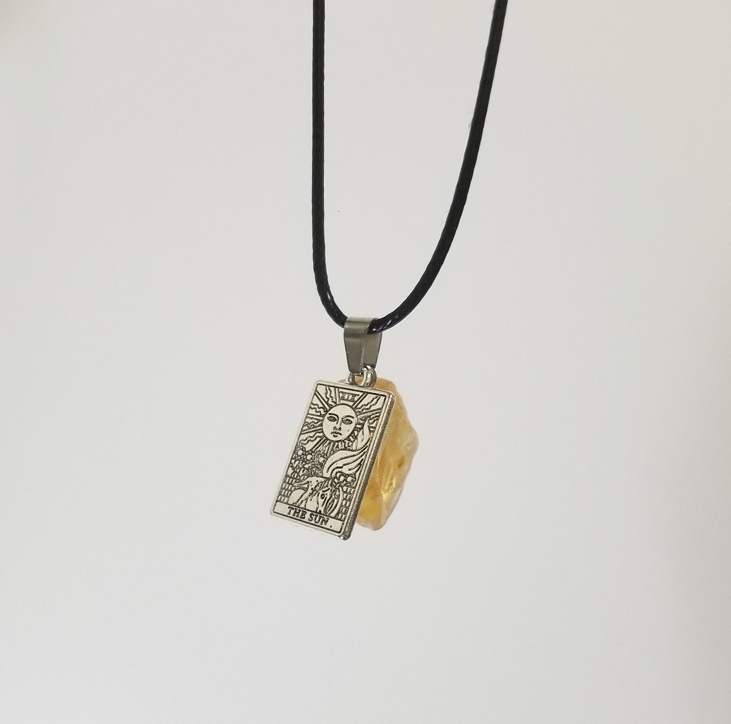 The Sun Tarot Card Necklace Featuring Genuine Citrine