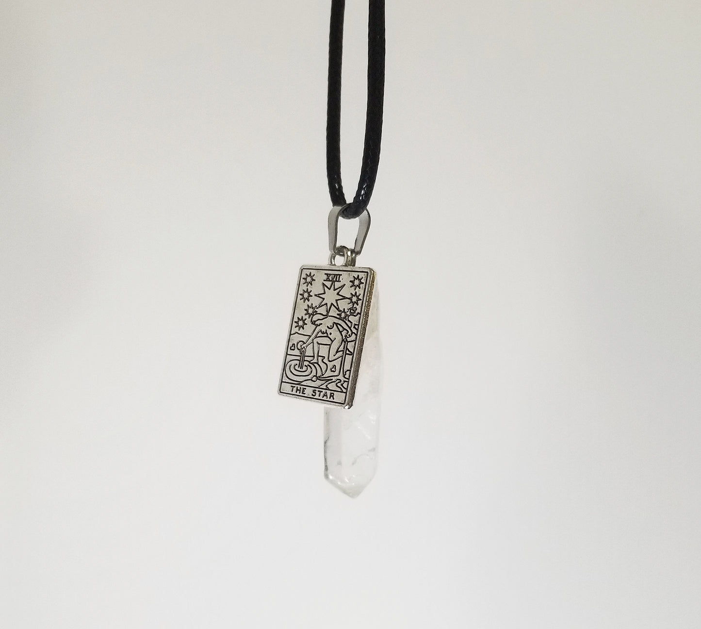 The Star Tarot Card Necklace Featuring Genuine Crystal Quartz