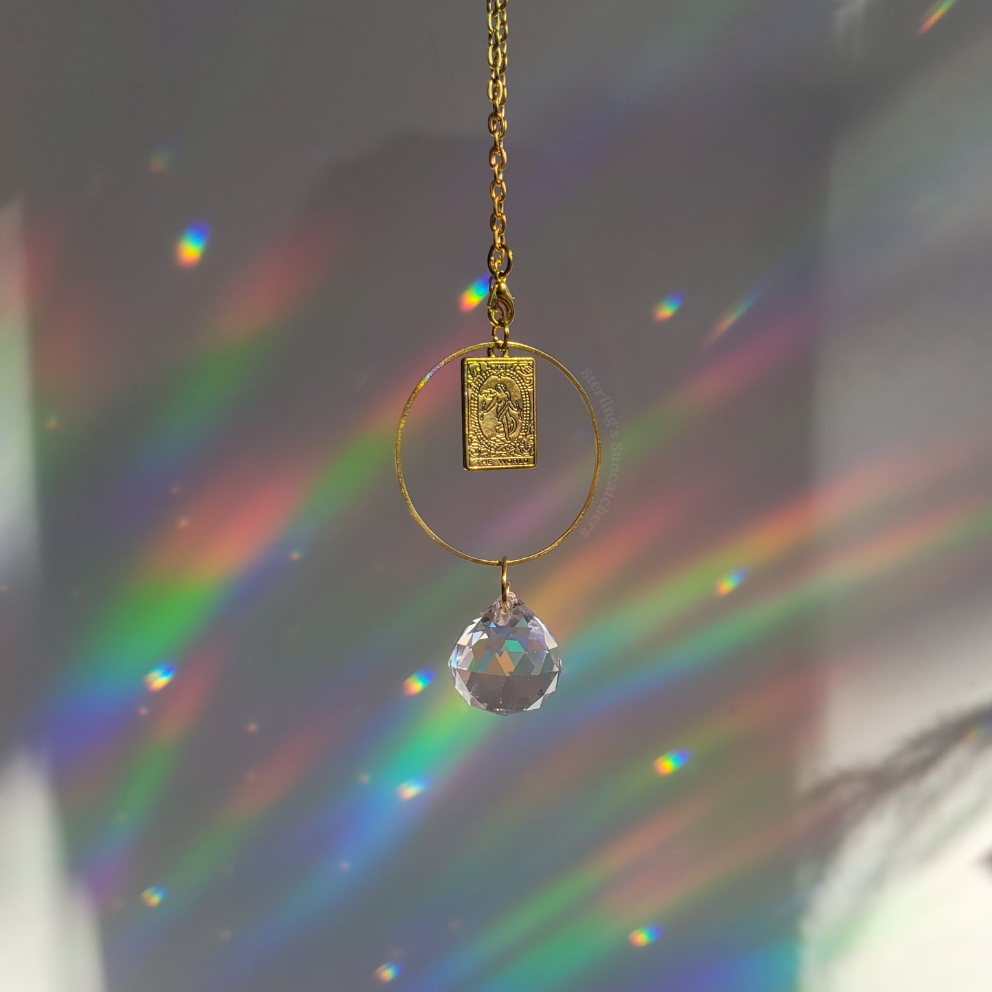 The World Tarot Card Rearview Mirror Suncatcher