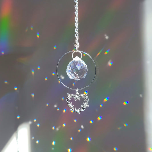 Barbed Wire Heart Rearview Mirror Suncatcher