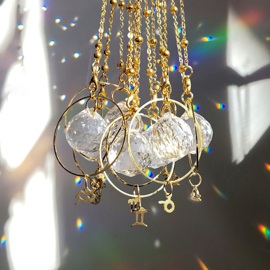Zodiac Rearview Mirror Suncatchers In Gold