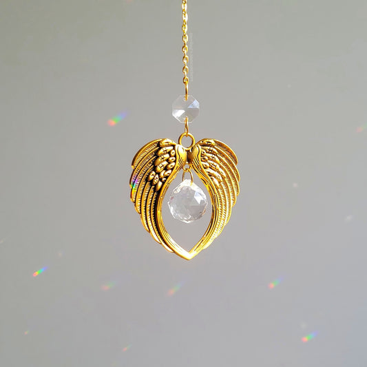 Angel Wing Memorial Suncatcher In Gold