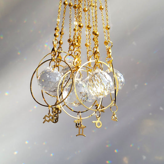 Zodiac Rearview Mirror Suncatchers In Gold