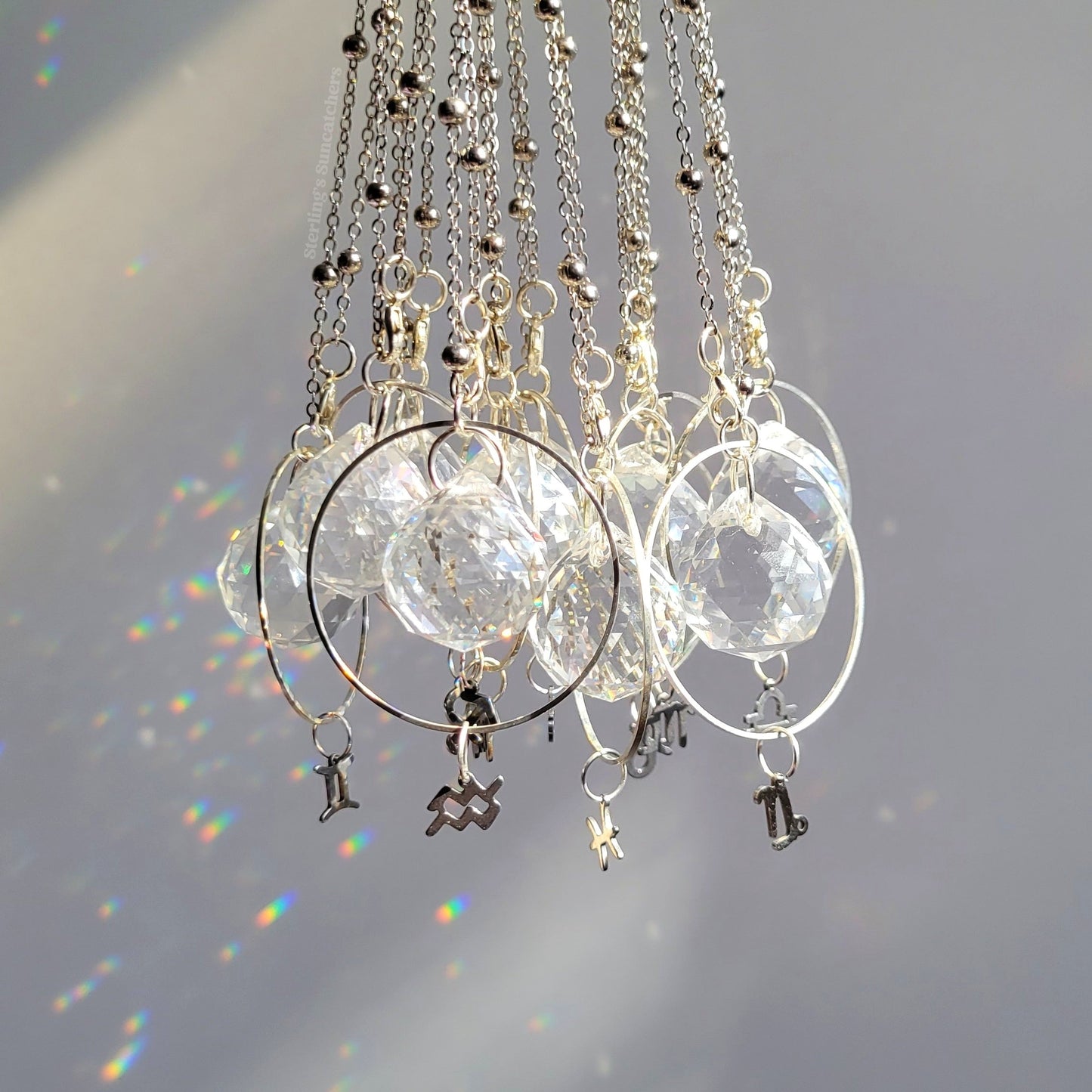 Zodiac Rearview Mirror Suncatchers In Silver