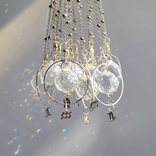 Zodiac Rearview Mirror Suncatchers In Silver