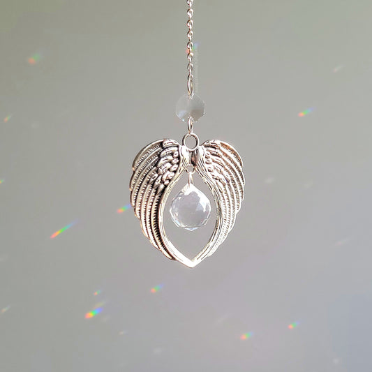 Angel Wing Memorial Suncatcher In Silver