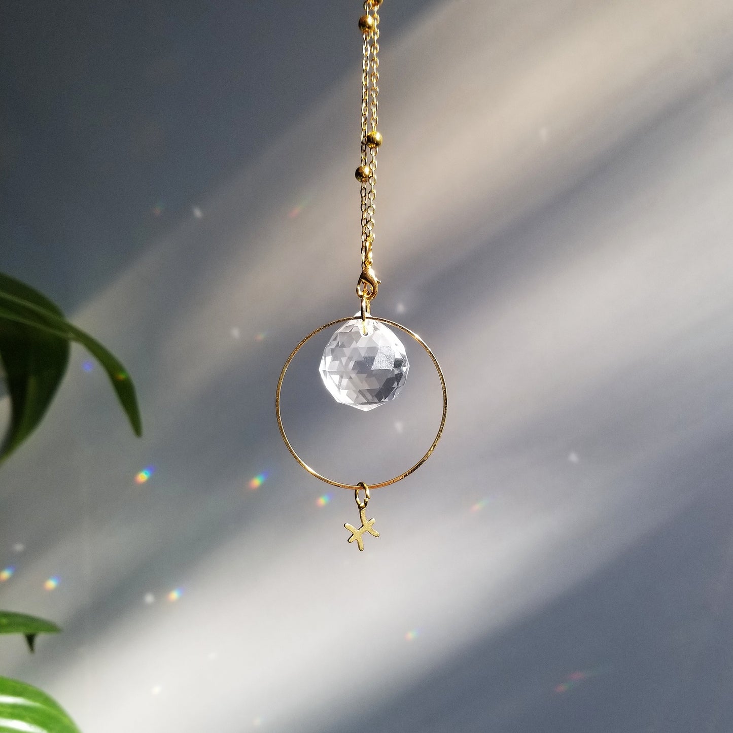 Pisces Rearview Mirror Suncatcher In Gold