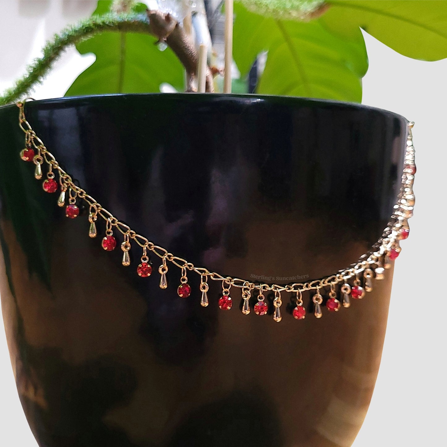 Maroon Gemstone Plant Pot Chain
