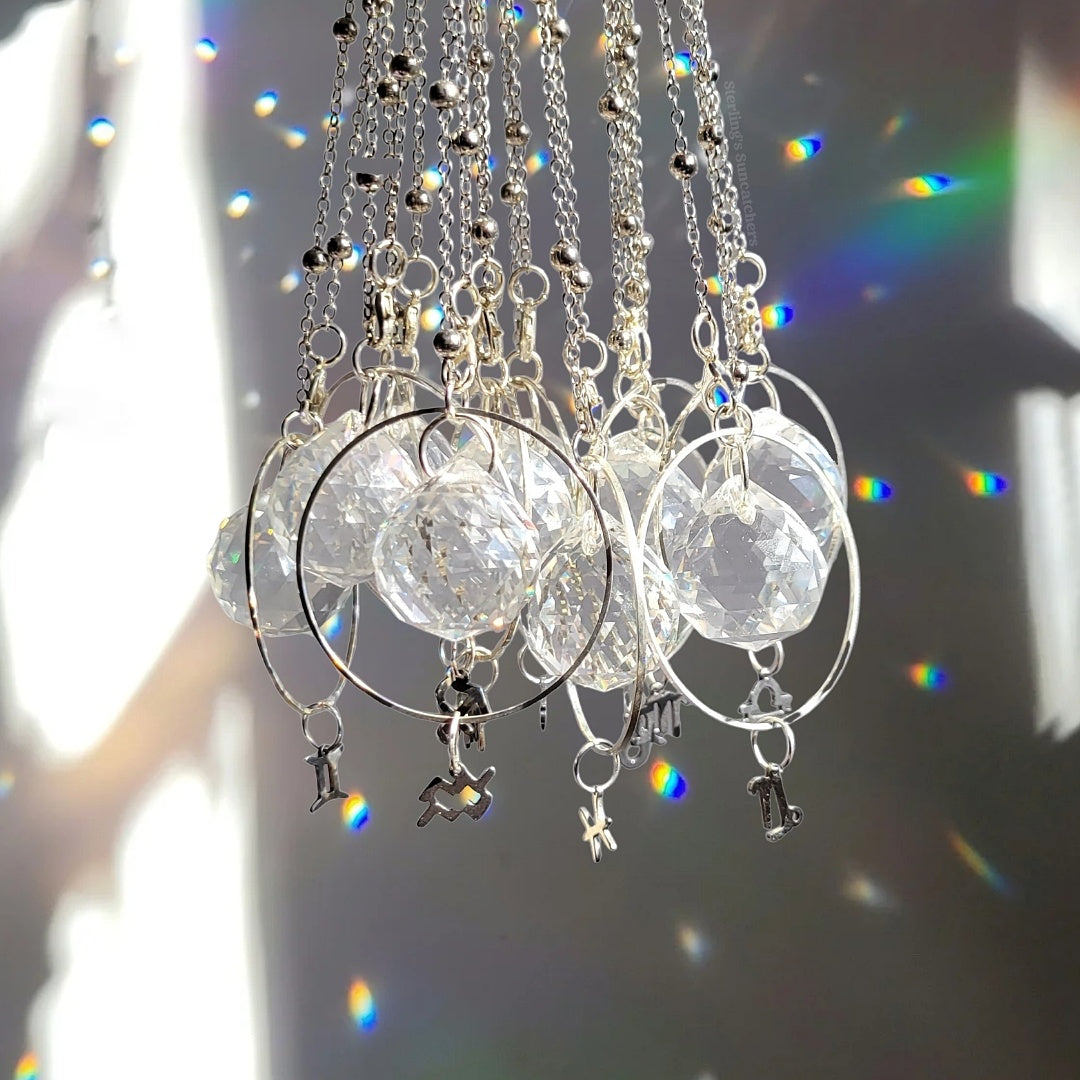 Zodiac Rearview Mirror Suncatchers In Silver